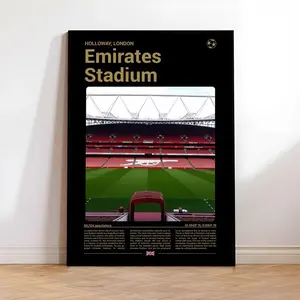 Emirates Stadium Football Wall Art Print, London Stadium Map Poster, Iconic UK Sports Landmark Art, Minimalist Football Decor
