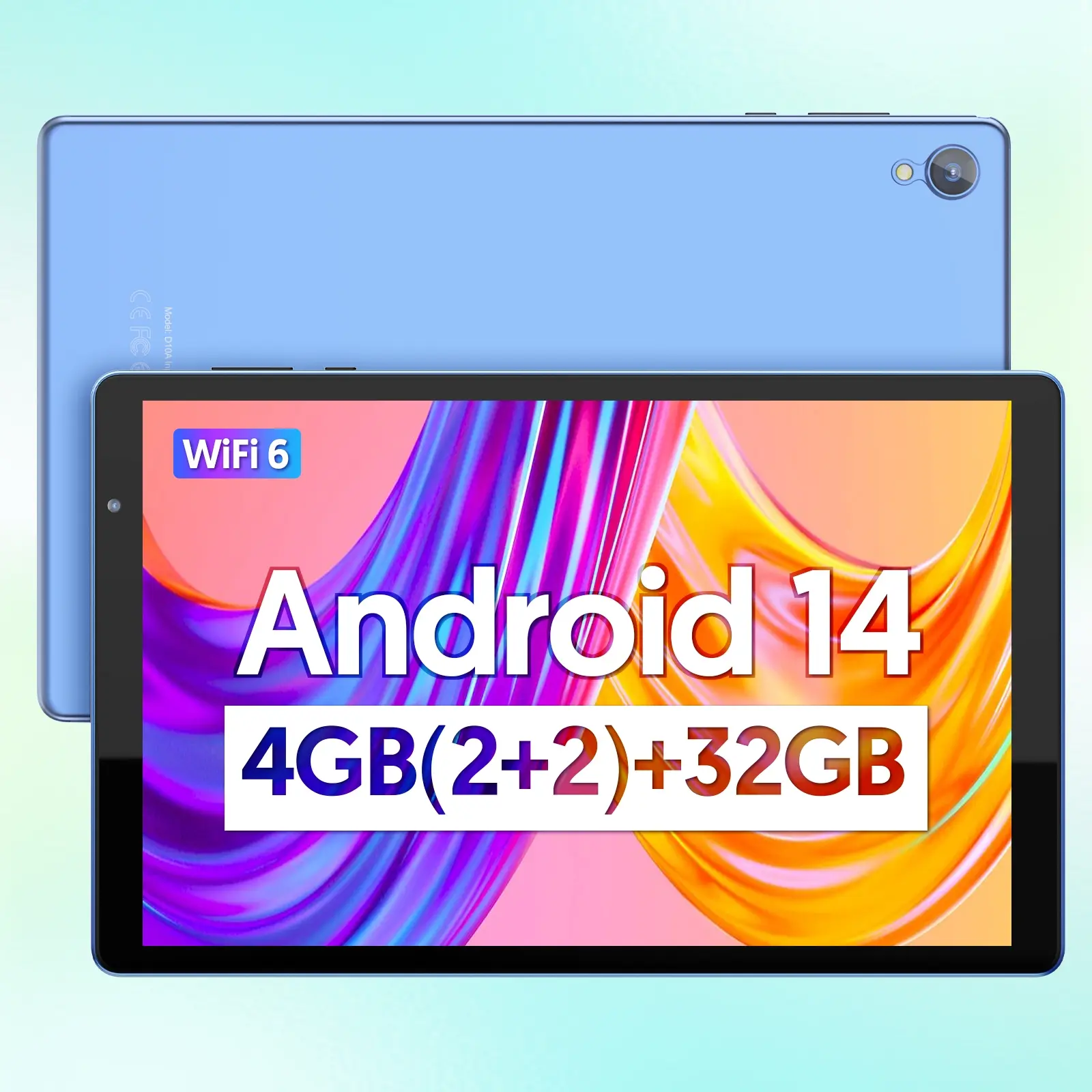 10-Inch Android Tablet Pad, Portable Quad-Core Wi‑Fi Touchscreen Tablet with 4GB RAM 32GB ROM and Dual Cameras, Android Wifi Tablet