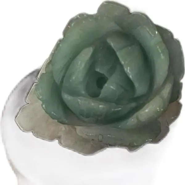 Green Aventurine Rose on Quartz Base Heart Chakra Stone for Emotional Healing & Confidence