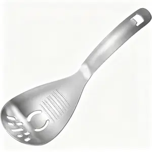 Multifunction Cooking Spoon with Potato Masher, Egg Yolk Separator, Grater Plate, Bottle Opener & Slotted Spoon - 304 Stainless  Ginger Garlic Grinder Manual Home Use, Handheld Ginger Paste Maker, Ginger Juice Grinding Tool, Kitchen Gadget