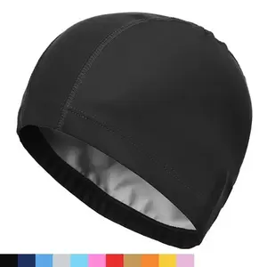 New Waterproof PU Fabric Swimming Cap for Adults, Large Size Unisex Ear Protection Long Hair Swim Hat, Water Sports Pool Use
