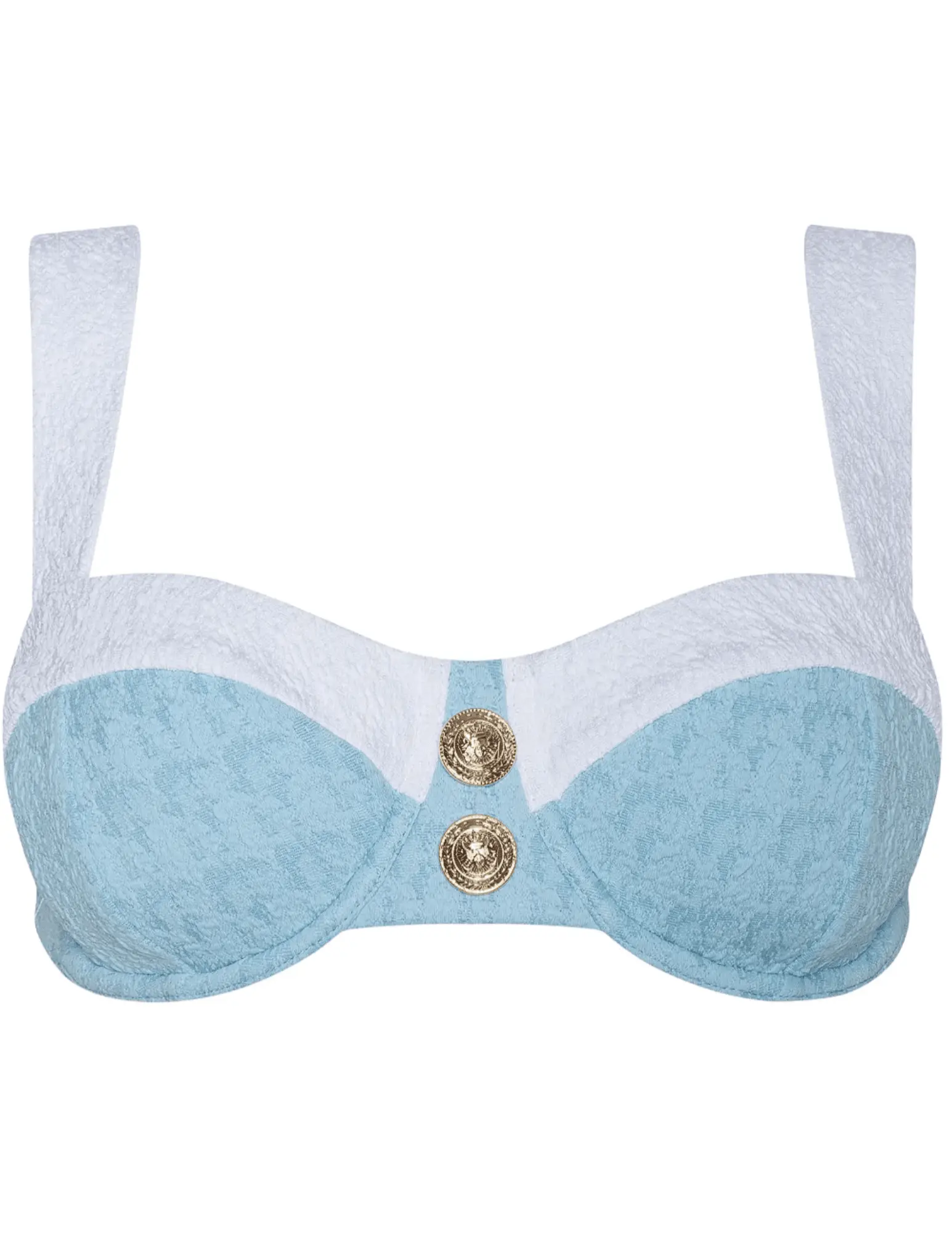 L'AGENCE Alexandria Color-Block Balconette Bikini Top in Powder Blue
