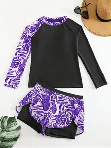 Women's Patchwork Print Sporty Competition Swimsuit, Two-Piece Swimwear for Ladies, Stylish and Comfortable Swimming Suit