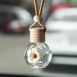 Cartoon Car Air Freshener Glass Bottle Rearview Mirror Pendant, Stylish Dashboard Decor for Your Vehicle Interior, Fun and Functional Car Accessory, Car Air Diffuser