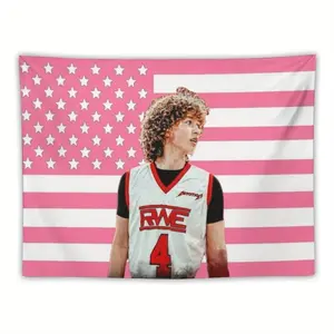 Nelson Star Neumann Tapestry Poster, Pink, Flag Background, Blanket, Polyester Peach Skin Velvet for Dormitory Room, Bedside, 40X30In (102X76Cm)