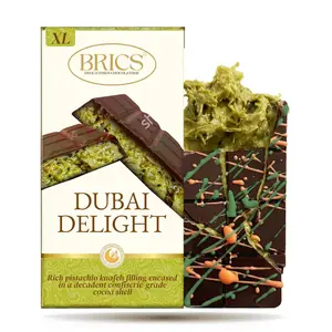 Brics Signature XL Dubai Chocolate Bar Pistachio 7oz 200g Dark Dessert with Crunchy Roasted Kataifi Knafeh & Italian Pistachio Cream