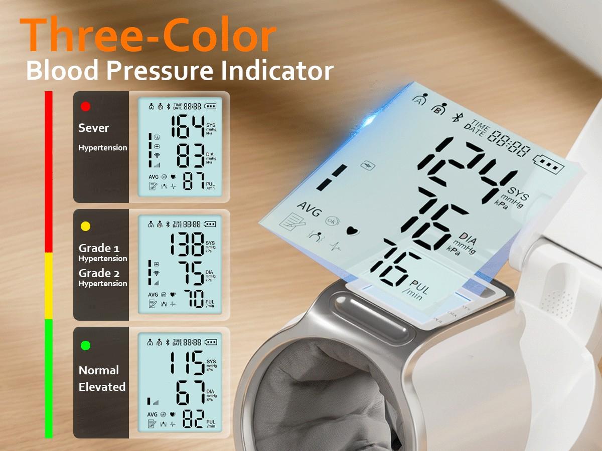 Upper Arm Blood Pressure Monitor for Home Use, Large Backlit LCD, Automatic Cuff Expands to 7.1"-16.5", One-Touch Barrel-Type Blood Pressure Monitors, Dual User 99x2 Memory, Pearl