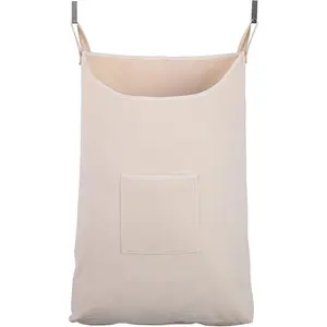 Laundry Collector Laundry Hamper Door Hanging Laundry Bag With Hooks (Beige, 65Liters)