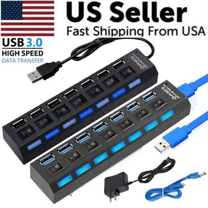 7 Port USB 2.0 / 3.0 Hub Splitter Adapter High Speed for PC Laptop Mac Desktop Does not apply