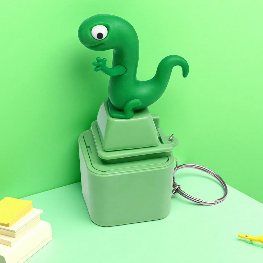 Lizard Stress Button Keychain: Light & Sound Anxiety Relief Toy