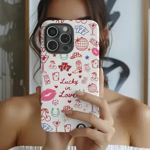 Lucky In Love Retro Casino Phone Case, Vegas Western Aesthetic iPhone & Galaxy, iPhone