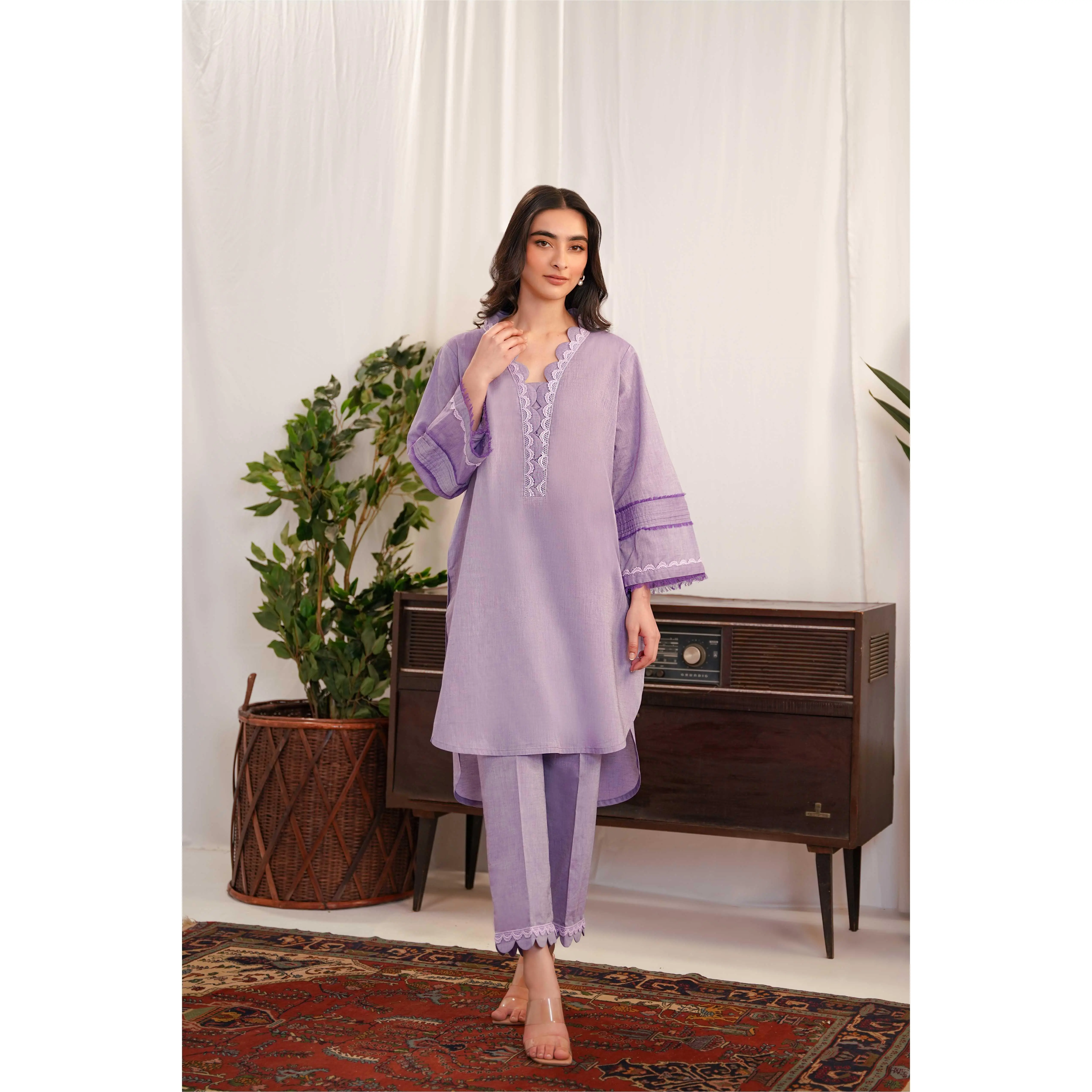 Lavender Set Womenswear Pakistani Kurta Kurti Shalwar Kameez