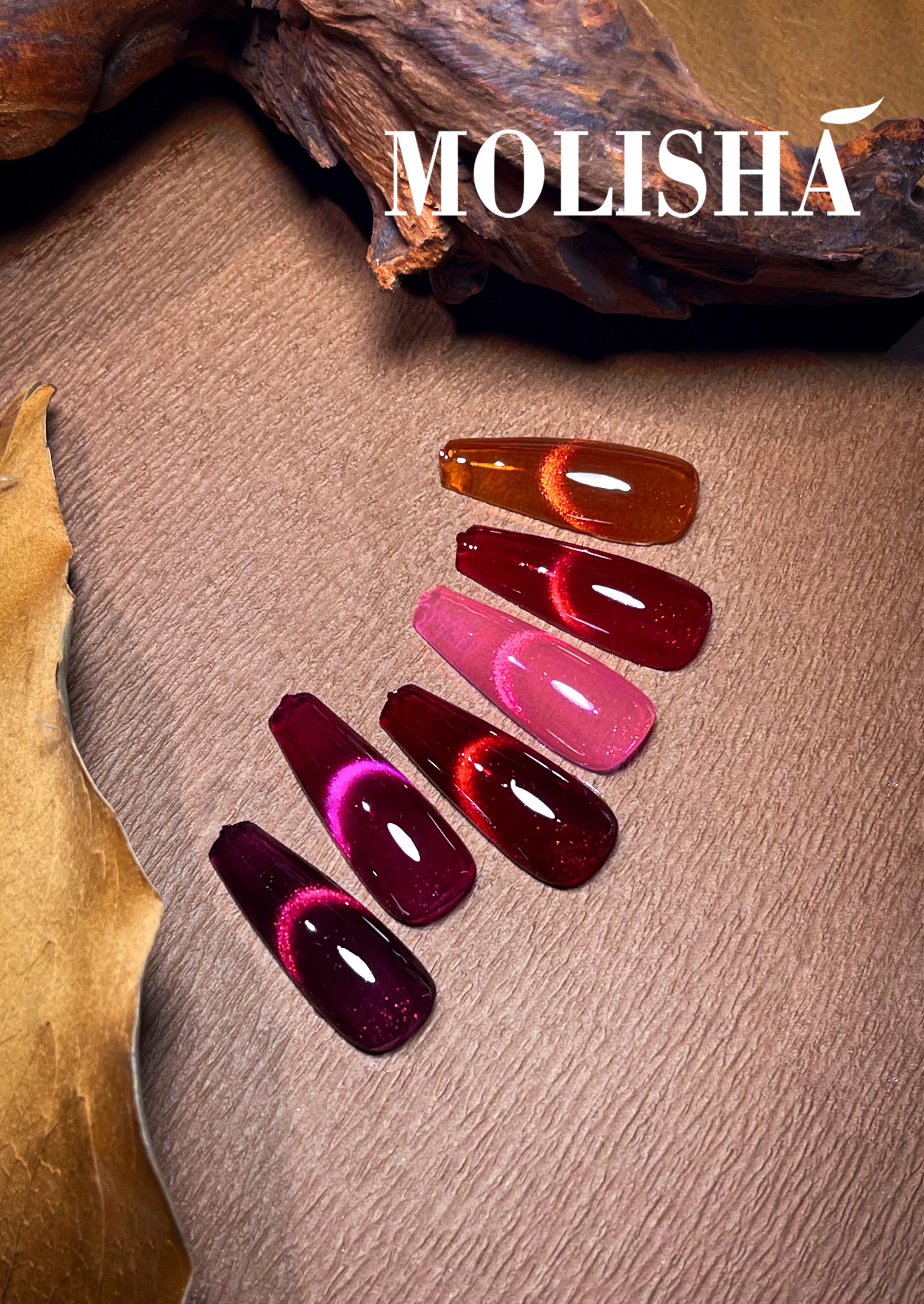 MOLISHA Cat Eye Purple Red Gel Nail Polish Kit with Included Tools, Nail Art Product for Easy Application, Apply With Tool