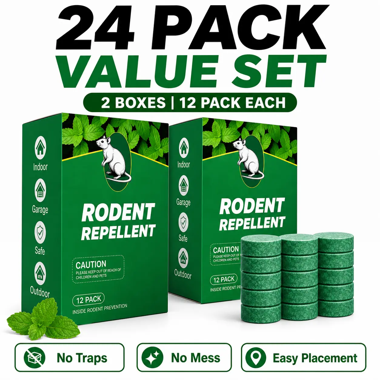 Pesticide-Free Peppermint Rodent Repellent Balls , Natural Mouse & Bug Deterrent for Indoor Outdoor Home Garage, Pet Friendly scent strong