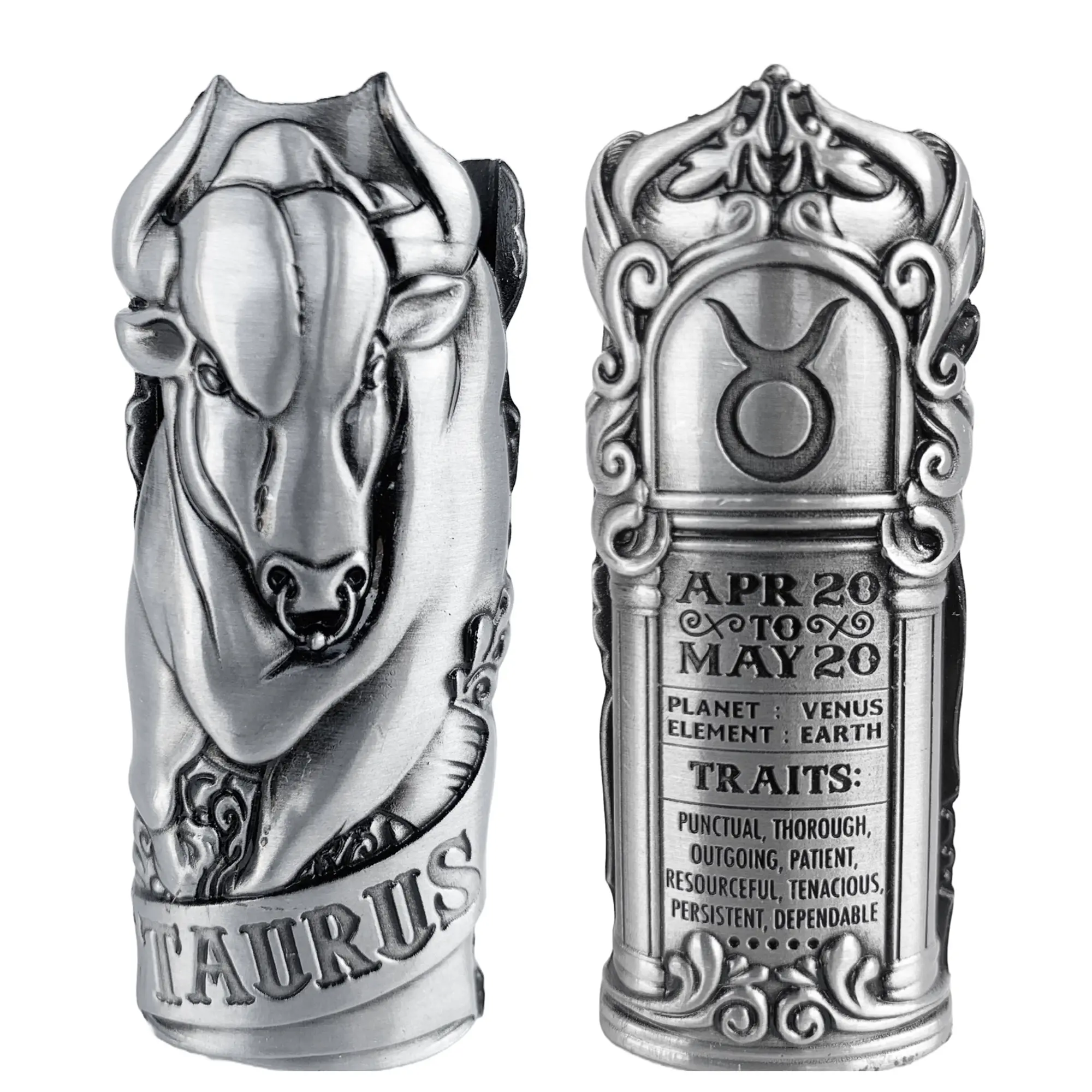 Metal Lighter Case Cover Lighter Pouch Fits Bic Lighter Standard Size J6 Design in TAURUS
