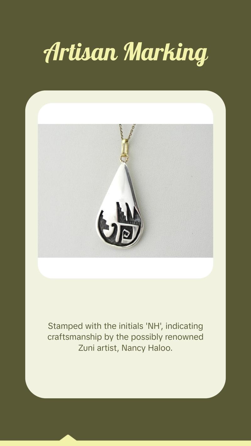 Native American Tear Drop Pendant with Abstract Tribal Design
