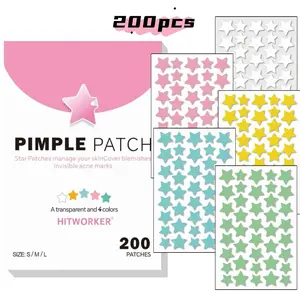 Hydrocolloid Star Pimple Patches, 200 Count, Colorful Acne Patches for Face, Invisible & Cute Star Shaped Patches for All Skin Types