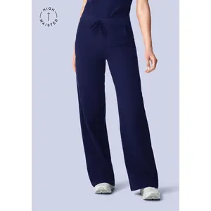 High Waisted Wide Leg Navy