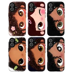 Big Eyes Cartoon Girl Phone Case – Cute Kawaii Doll Aesthetic, Starry Eyes Art Cover for iPhone 17 16 15 14 13 12 11 Pro Max & Samsung Galaxy S25 S24 S23 S22 S21, Soft Girl Y2K Coquette Style, Trendy Gift for Her Women & Girls, Artsy Cute Vibe Cover