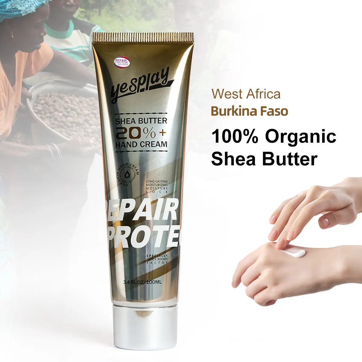 Organic Shea Butter Hand Cream, Hydrating Moisture for Dry Hands with Sandalwood Scent - Non-Greasy Vegan Body Care, 24 Months, Dry Skin, Certified Organic Body Balm, Moisturizer, Vegan Sandalwood, 24H Moisture Body Balm