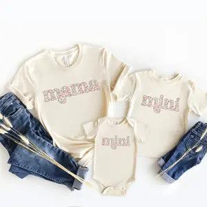 Mama and Mini Shirt Set, Floral Girl Mama T-Shirt, Mama's Mini Toddler Tee, Mommy and Daughter Matching Sets, New Mom Shirt