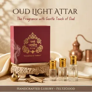 Oud Light Attar Perfume Oil: Vegan Alcohol-Free Agarwood, Kannauj India