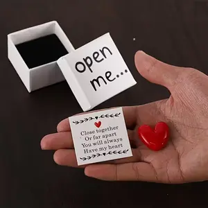 1pc Charming 'Open Me' Surprise Gift Box with Resin Heart & 'I Love You' Message Card, Perfect for Birthdays, Weddings, Anniversaries, Valentine'S Day, and Special Occasions, Proposal gift box, Love Pocket Hug Card