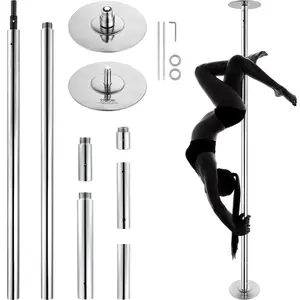 VEVOR Professional Dancing Pole, Spinning Static Dancing Pole Kit, Portable Removable Pole, 45mm Heavy - Duty Stainless Steel Pole, Height Adjustable Fitness Pole, for Exercise Home Club Gym, SilverVEVOR Super Brand Day