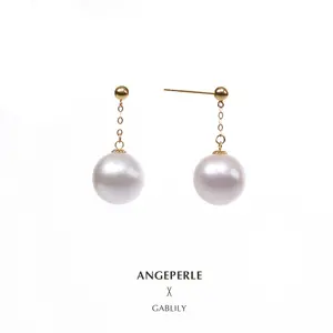 ANGEPERLE Freshwater Pearl Gablily Ear Threads 10-11mm TSGY012