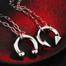 OUFER Horseshoe Statement Necklace - 316L Stainless Steel Spiked Gothic Streetwear Chain, Non Tarnish Jewelry, Waterproof Unique Jewelry with Flexible Length, Whimsical Gifts for Rock Music Lovers, Daily Anniversary Accessory
