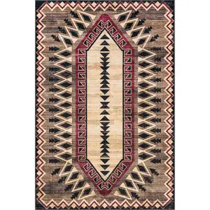 Ida Southwestern Stain-Resistant Machine Washable Area Rug