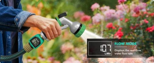 RESTMO Water Flow Meter with Brass Inlet & Outlet, Measure Gallon/Liter Consumption and Flow Rate for Outdoor Garden Hose Watering, RV Water Tank Filling, Lawn Sprinkler and Nozzle Sprayer