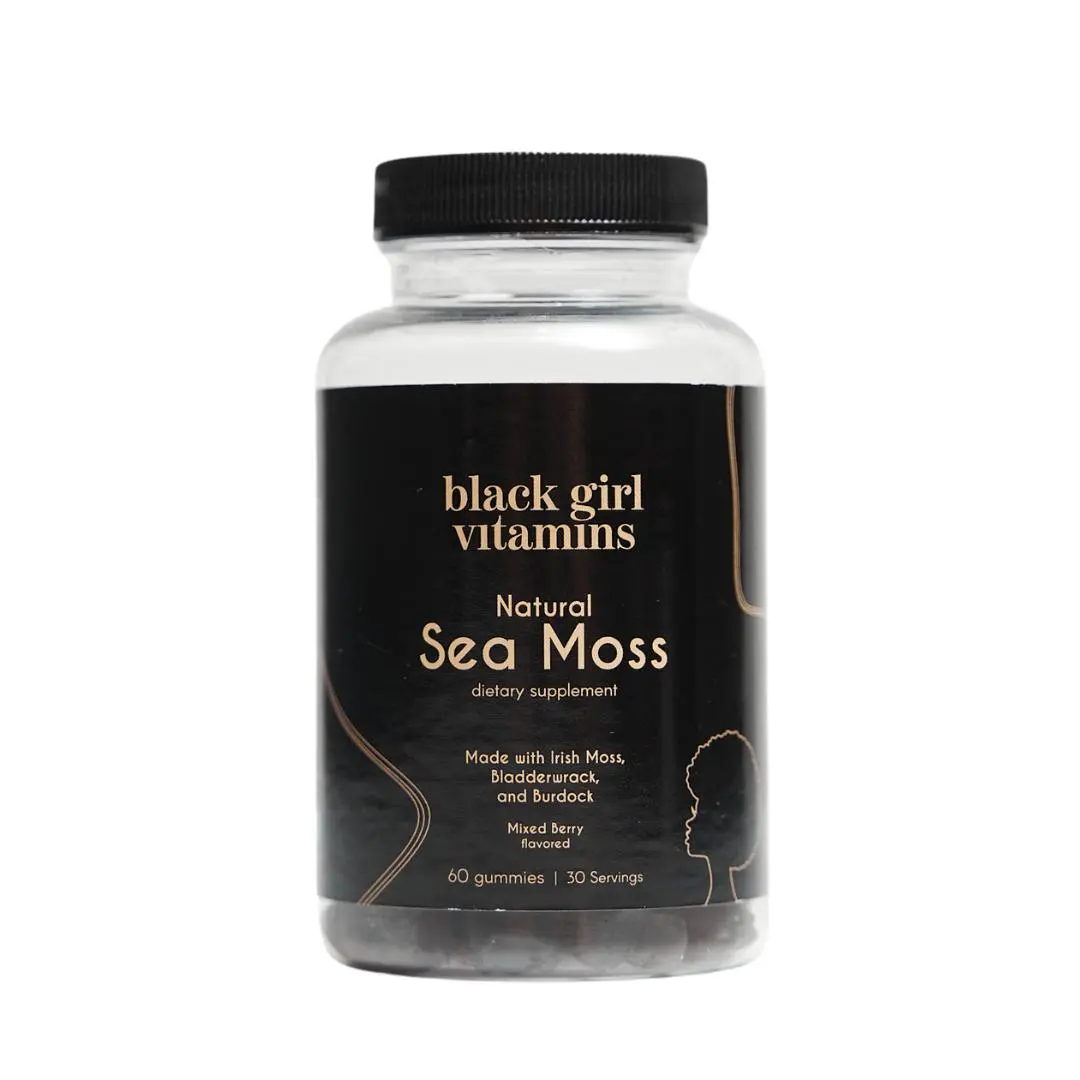 Black Girl Vitamins Natural Sea Moss Gummies - 60 Chewable Mixed Berry ...