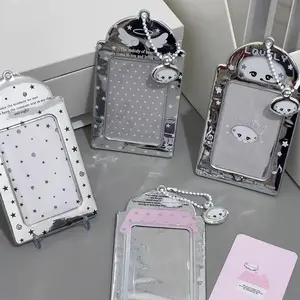 1-4PCS Ins Photocard Holder 3in Binder Photocards Kpop Photo Album Hanging Keychain for Bag ID Card Sleeve Photo Display Stand