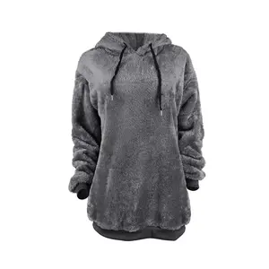 Warm Winter Fluffy Fur Sweatshirt  gray