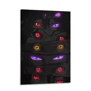 Naruto Eyes Manga Wall Art Print - Sasuke, Itachi, Kakashi Sharingan Poster Set, Colorful Anime Painting, Minimalist Home Decor & Gift for Fans
