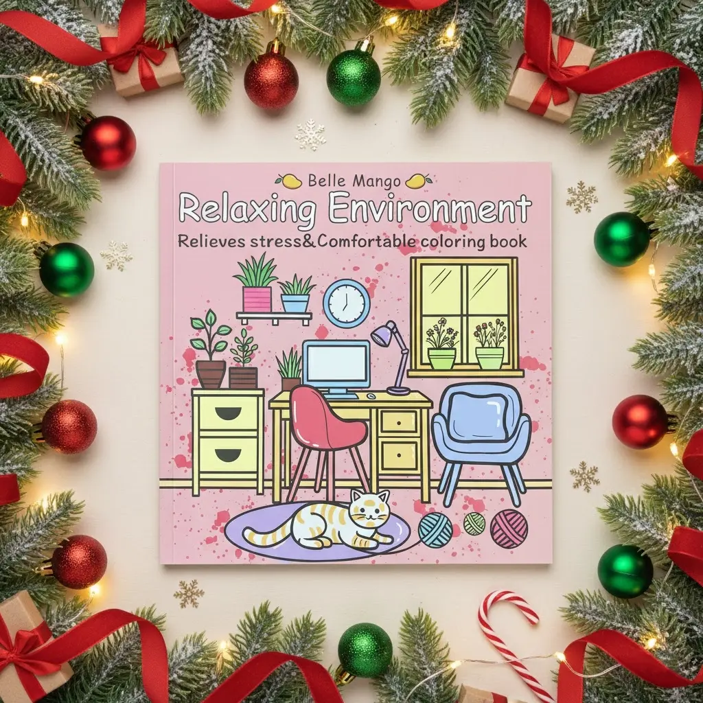 Relaxing Environment: A coloring book, this handmade sketchbook features 40 pages of super cute, cozy, and hygge-inspired space designs, perfect as a holiday gift,Christmas gift