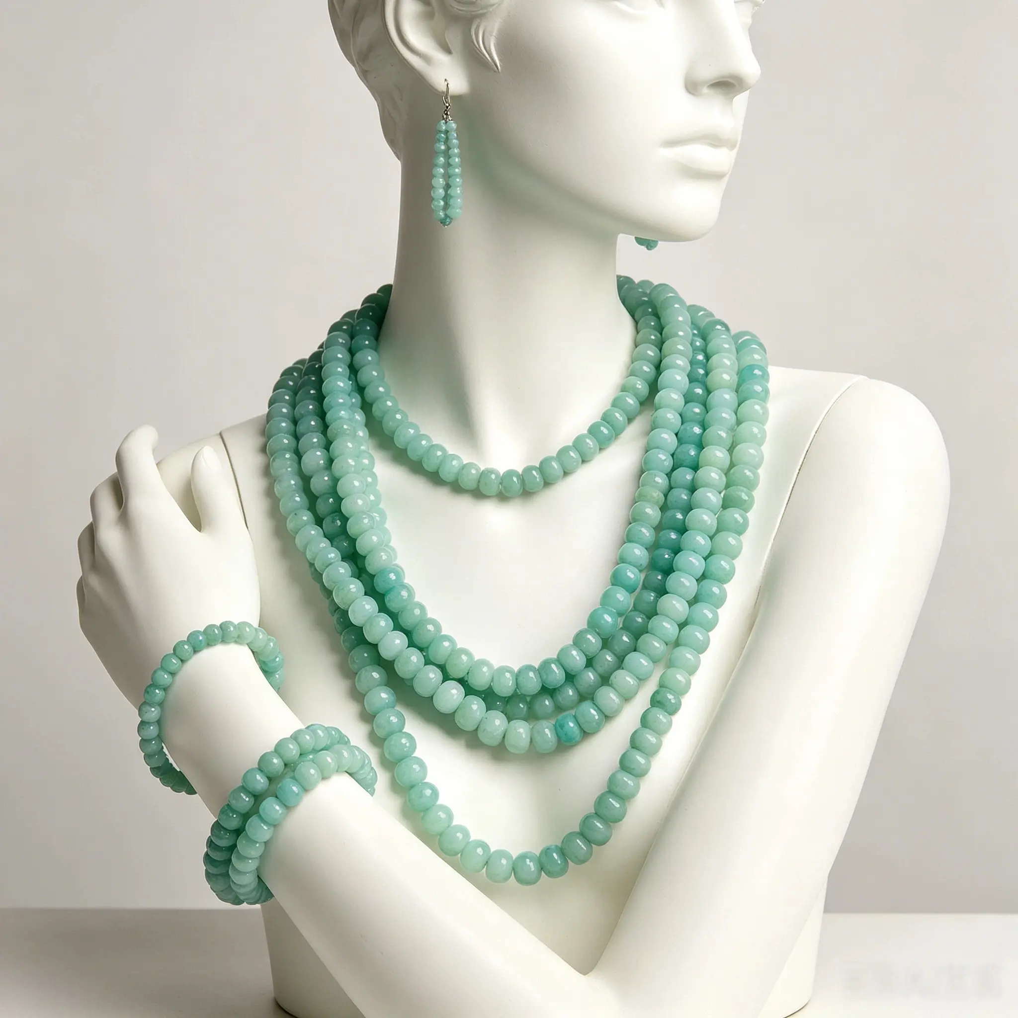 Natural Green Amazonite Smooth Rondelle Beads Size 5x8mm 15.5" Strand