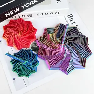 3D Printed Stress Relief Fidget Spiral Star, Expandable Sensory Stress Relief Star with Handle, Features Hypnotic Visual and Stress Relief Toy, Brings Very Satisfying Visual Experience