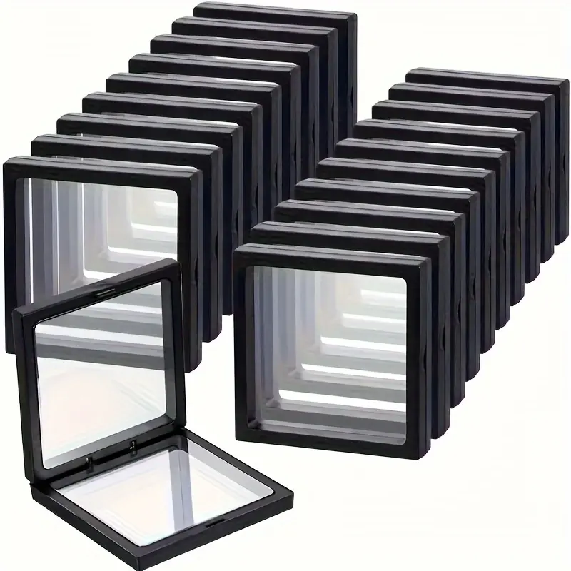 Clearview 3D Floating Display Boxes - Plastic Dust-Proof Jewelry Packaging - Transparent Hanging Storage Boxes, Clear Plastic Containers for Necklaces, Bracelets, Rings, Pins, Gift Boxes for Retail and Personal Use