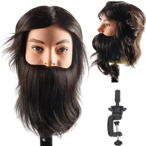 Male Mannequin   Human Hair  Doll  for Hair Styling  Manikin  for  with Clamp Stand