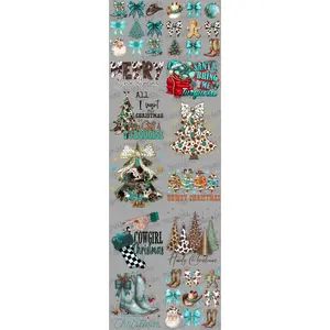 Cowgirl Christmas DTF Transfer Gang Sheet 24.5" wide x 72" long. Direct To Film