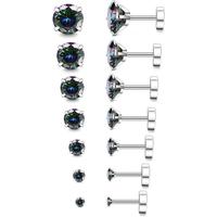 H. 7Pairs, 2-8MM Black CZ