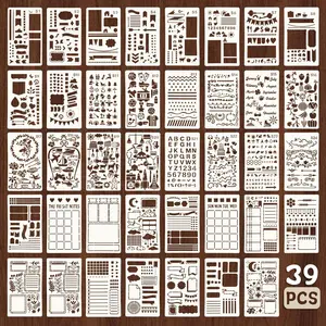 39 count Planner Stencils Templates, 7x4 Inch  Journal Stencils, Suitable for Daily Or Weekly Planning, Habit Formation, and Personal Journaling.