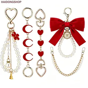 Women's 5 Pcs Gold Pearl Bow Bag Extender - Purse Charm & Strap Combo with Dainty Star Charm Pendant, Minimalist Costume Jewelry Accessory, Ideal Birthday Gift