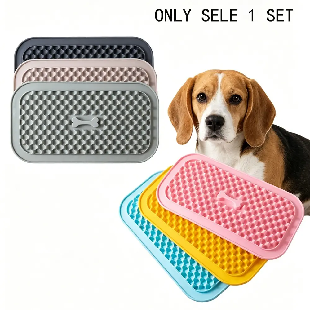 Silicone Pet Licking Mat Large-Sized Bone Shaped, Cat and Dog Slow Feeding Mat, Anti Choking Feeding Mat, Durable Silicone Material, Lick Mats, Puppy Lick Mat