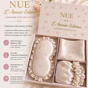 NUE Skins Essential Sleep Collection | 100% Mulberry Silk Pillowcase, Eye Mask, Hair Wrap & Scrunchie Gift Set