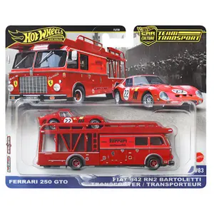 Hot Wheels Team Transport Ferrari 250 GTO / Fiat 642 RN2 Bartoletti Transporter #83, 1:64 Scale, Diecast Model Car, Brand New Sealed