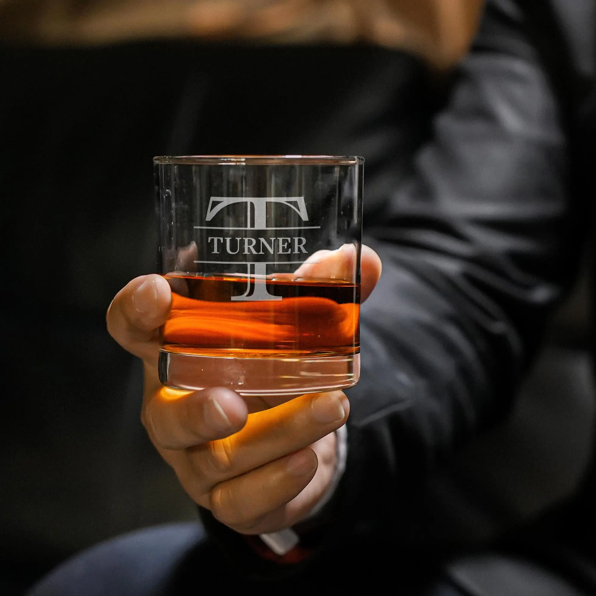 Personalized Whiskey Glass | Initial & Name Design | Custom Engraved Rocks Glass