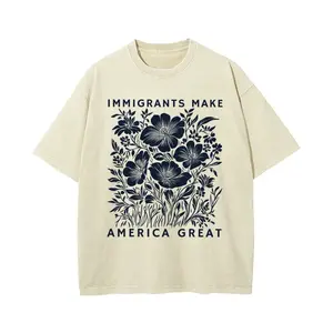 Immigrants Make America Great Unisex Anti-ICE Washed T-Shirt for Women and Men's Unisex Fit Batik Cotton Streetwear Menswear  Super Soft Pre-Shrunk